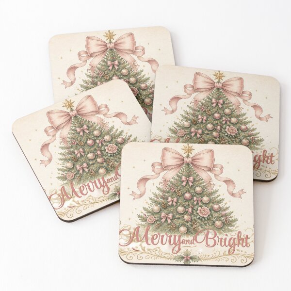 Item preview, Merry And Bright Pink Bow Christmas Tree Vintage designed and sold by ChotipahArt.