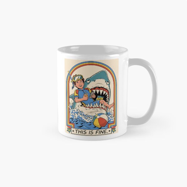 Item preview, Funny Retro Comic This Is Fine Shark Meme  designed and sold by LexaArtworks.