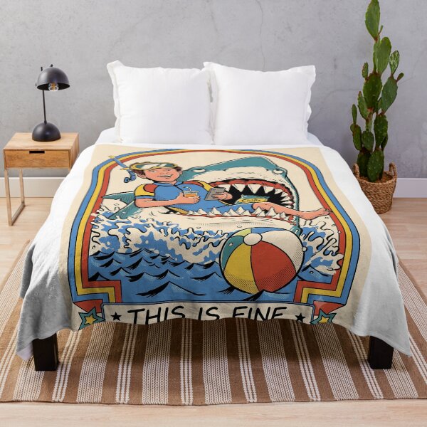 Item preview, Funny Retro Comic This Is Fine Shark Meme designed and sold by LexaArtworks.