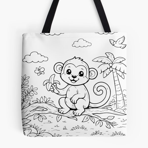 Item preview, Coloring book style print. Monkey designed and sold by MS Production.