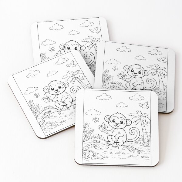 Item preview, Coloring book style print. Monkey designed and sold by MS Production.
