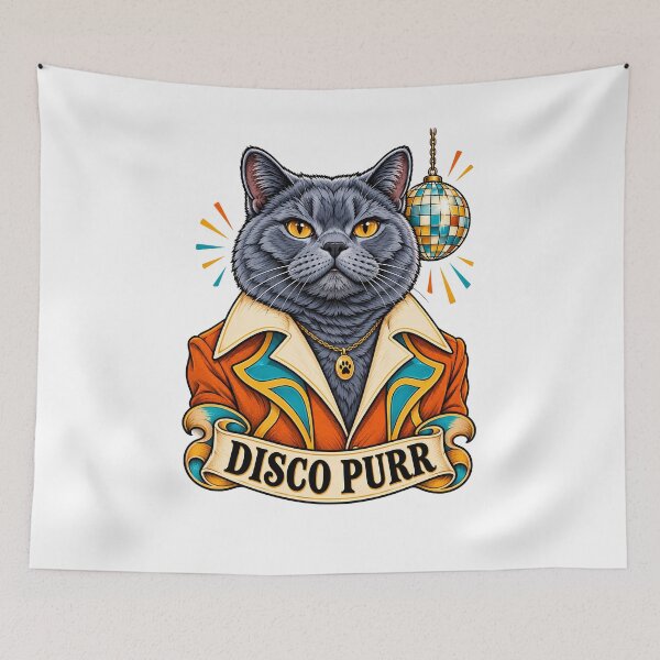 Item preview, Disco Purr Cat Music 70s Retro designed and sold by Old's Cool Cat Studio.