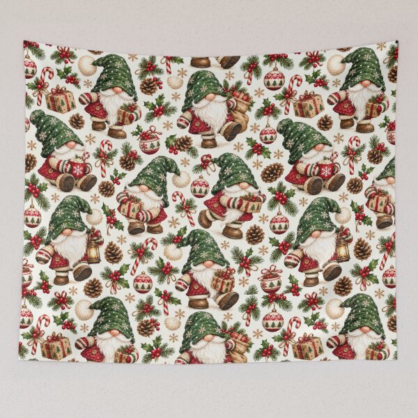Item preview, Vintage Christmas Gnome Pine Cone Holiday Pattern designed and sold by Panadis.