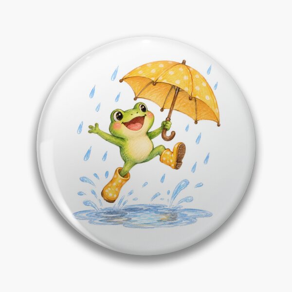 Item preview, Cute Happy Frog Jumping in Puddle with Umbrella and Rain Boots – Whimsical Rainy Day Illustration designed and sold by Buli89.