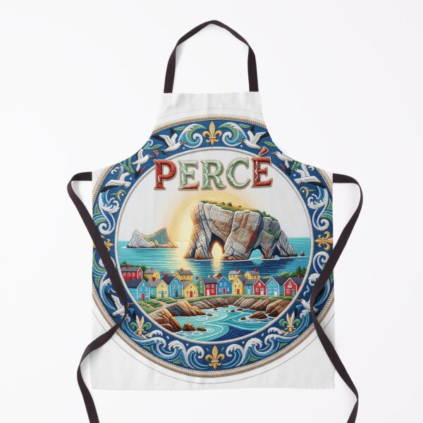 Item preview, Perce Quebec Canada Gaspe Rock Arch Coastal Village Embroidered Patch Sticker designed and sold by Imaginarium of Chaos falcon88 .