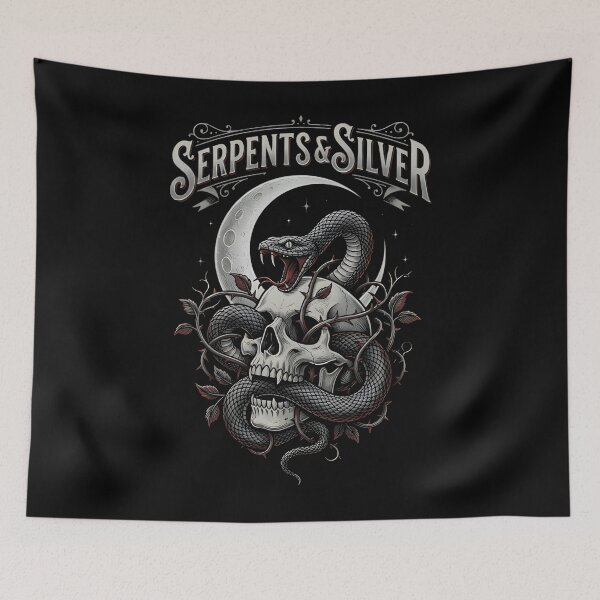 Item preview, Serpents and Silver Gothic Skull Moon designed and sold by muzicabr.