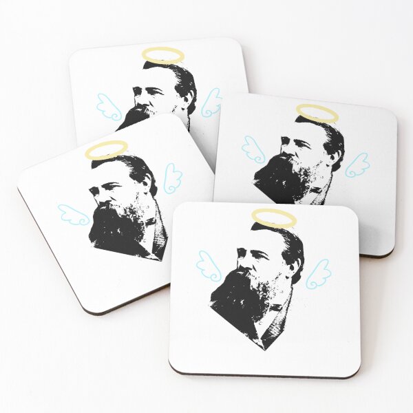 Item preview, Friedrich Engels with halo and wings - High Contrast Revolutionary Portrait designed and sold by Flemetharya.