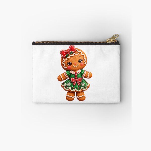 Item preview, Cute Christmas Gingerbread Girl in Green Dress with Red Bow designed and sold by Pixanova.