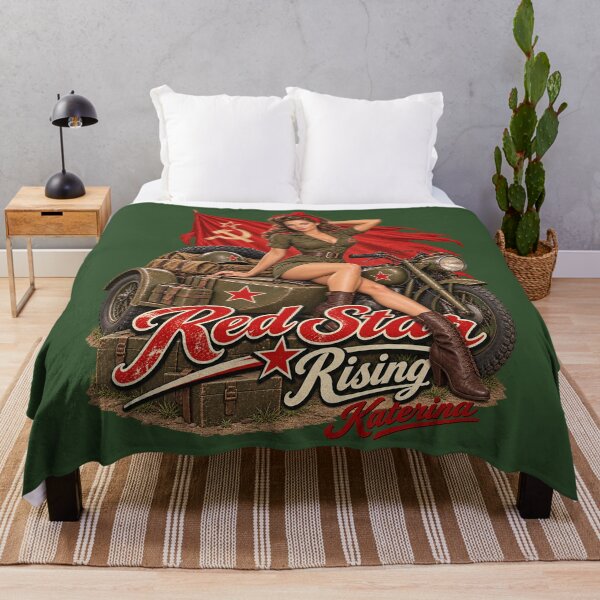 Item preview, Red Star Rising WWII Motorcycle Pin-Up designed and sold by GENX-AUTISM-DAD.