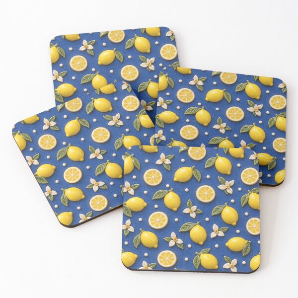 Item preview, Ceramic Lemon Pattern with Blossoms – Bright Mediterranean Citrus Design designed and sold by Kaleidoscope Print.