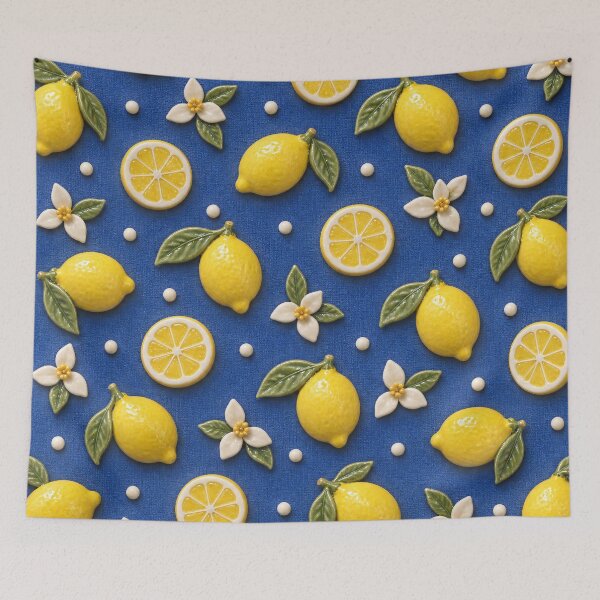 Item preview, Ceramic Lemon Pattern with Blossoms – Bright Mediterranean Citrus Design designed and sold by Kaleidoscope Print.