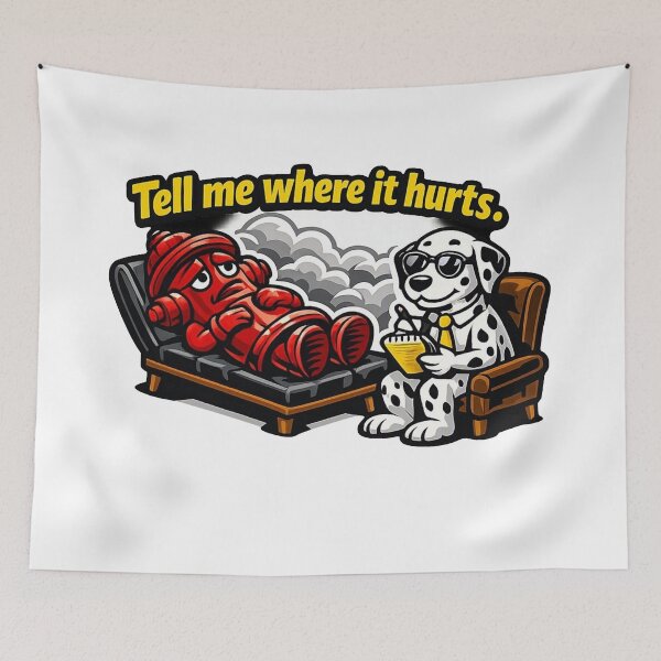 Item preview, Hydrant Therapy Session – Funny Firefighter Dalmatian Sticker designed and sold by Timeless Junction.