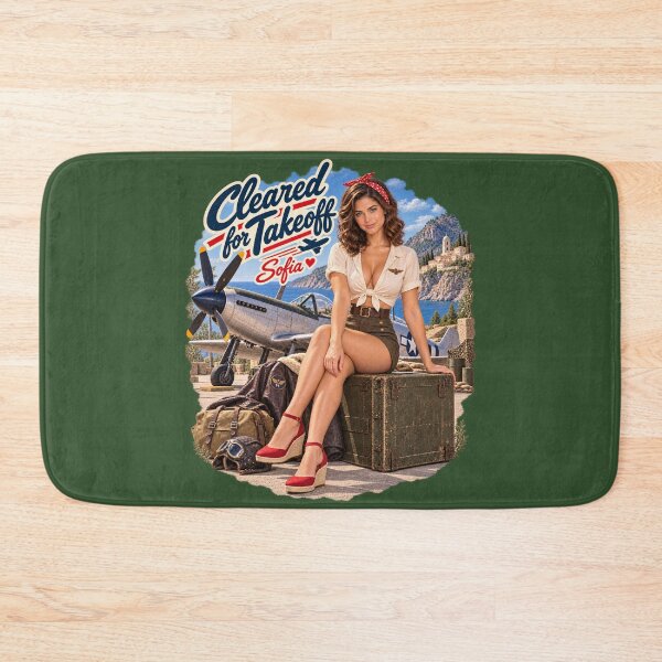 Item preview, Cleared for Takeoff Mediterranean WWII Pin-Up designed and sold by GENX-AUTISM-DAD.