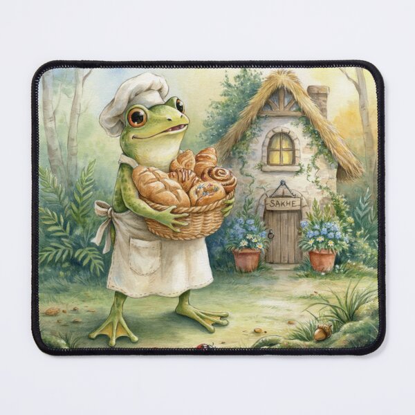 Item preview, Woodland Frog Baker – Whimsical Cottagecore Bakery Art designed and sold by Tamas Das.