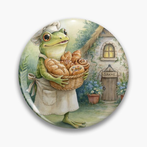 Item preview, Woodland Frog Baker – Whimsical Cottagecore Bakery Art designed and sold by Tamas Das.