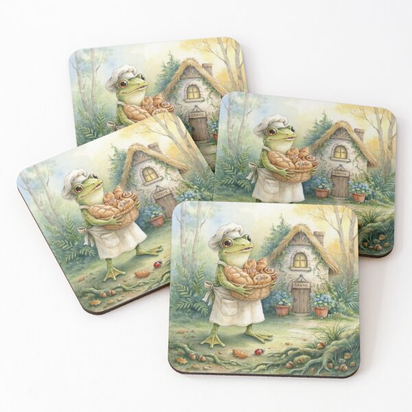 Item preview, Woodland Frog Baker – Whimsical Cottagecore Bakery Art designed and sold by Tamas Das.
