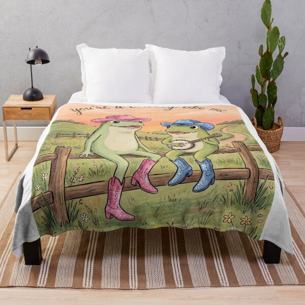 Item preview, You’re a Cowboy Like Me Cute Frog Duet Sunset Illustration designed and sold by LexaArtworks.