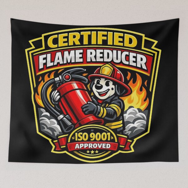 Item preview, Certified Flame Reducer – Funny Firefighter Badge Sticker  designed and sold by Timeless Junction.