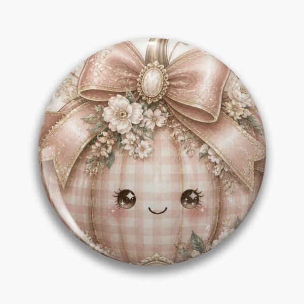 Item preview, Shabby Chic Pink Pumpkin Bow Vintage Floral Fall Decor designed and sold by ChotipahArt.