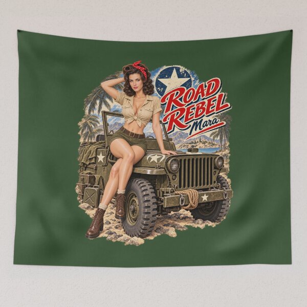 Item preview, Road Rebel WWII Jeep Pin-Up designed and sold by GENX-AUTISM-DAD.