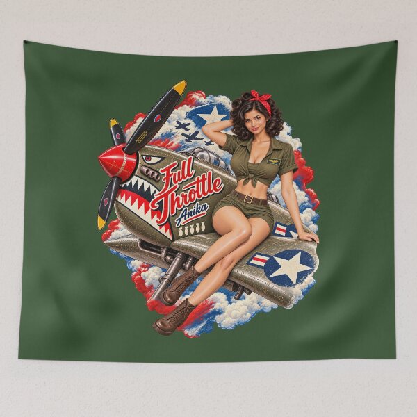 Item preview, Full Throttle WWII Fighter Pin-Up designed and sold by GENX-AUTISM-DAD.