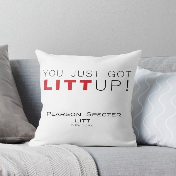 Suits 'LITT UP!' design including firm logo Throw Pillow