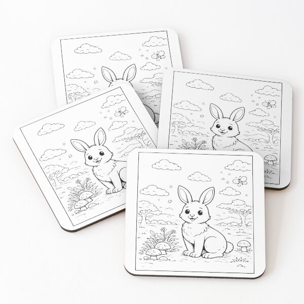 Item preview, Coloring book style print. Rabbit designed and sold by MS Production.