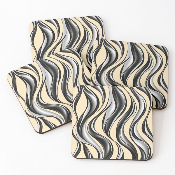 Item preview, Monochrome Illusion Wave – Black and Silver Abstract Art designed and sold by annenambiro.