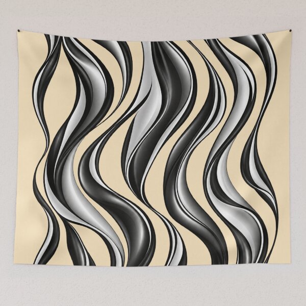 Item preview, Monochrome Illusion Wave – Black and Silver Abstract Art designed and sold by annenambiro.