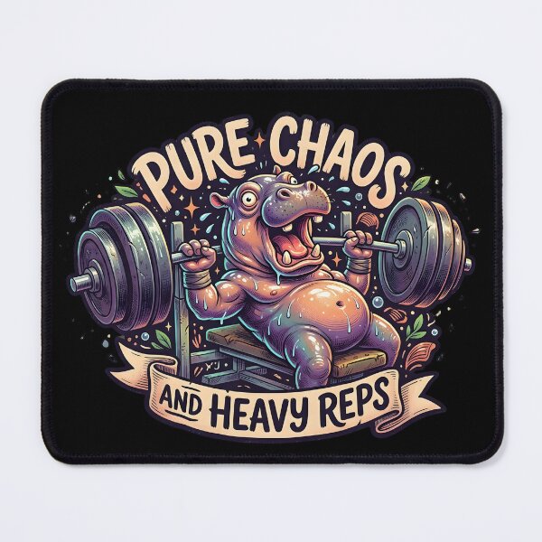 Item preview, Pure Chaos and Heavy Reps – Fitness Pygmy Hippo Gym Meme Design designed and sold by Fuechse.