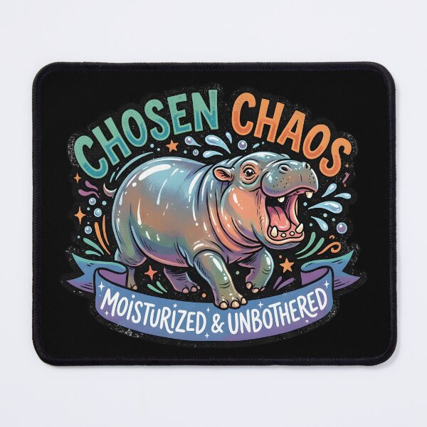 Item preview, Chosen Chaos Moisturized and Unbothered – Pygmy Hippo Meme Design designed and sold by Fuechse.