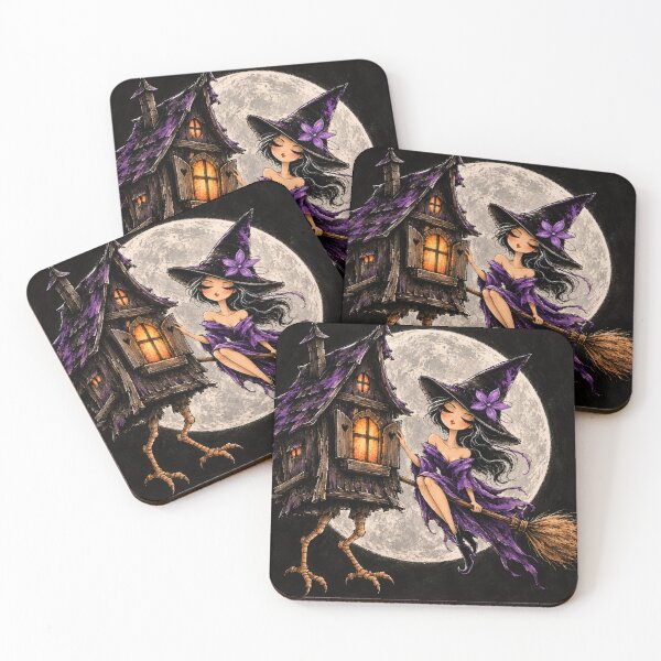 Item preview, Just Dropping By – Purple Witch and Chicken-Legged Cottage designed and sold by byMosia.