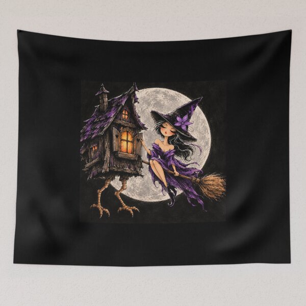 Item preview, Just Dropping By – Purple Witch and Chicken-Legged Cottage designed and sold by byMosia.