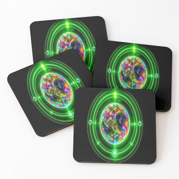 Item preview, Neon Cyber Astrolabe - Psychedelic Sacred Geometry Space Art designed and sold by Breezes-of-Ida.