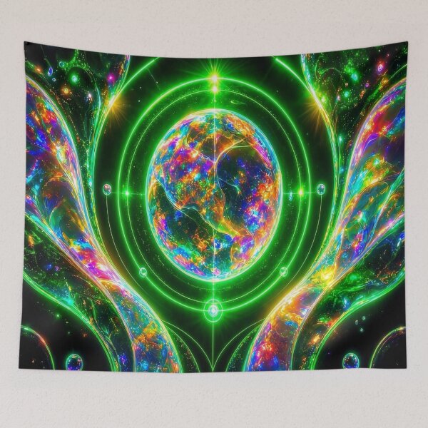 Item preview, Neon Cyber Astrolabe - Psychedelic Sacred Geometry Space Art designed and sold by Breezes-of-Ida.