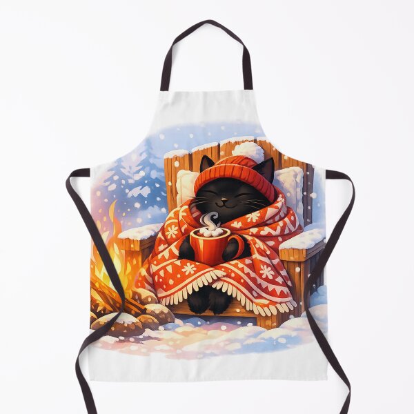 Item preview, Cozy Black Cat by the Winter Campfire designed and sold by ImagineNature.