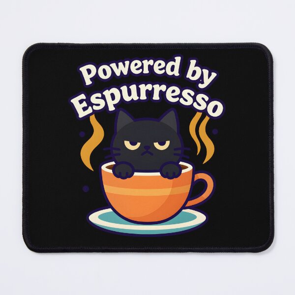 Item preview, Black Cat Coffee Pun Powered by Espurresso Retro Halloween designed and sold by The-Sinister.
