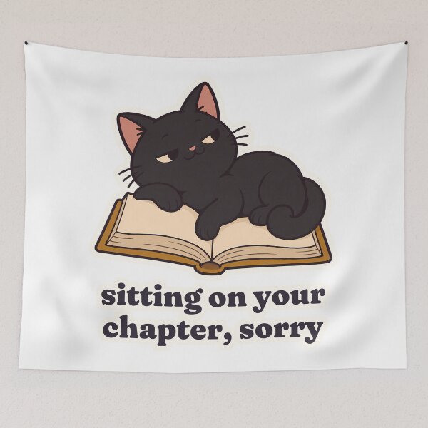 Item preview, Smug Black Cat Sitting on Your Chapter Bookish designed and sold by OuqCreations.
