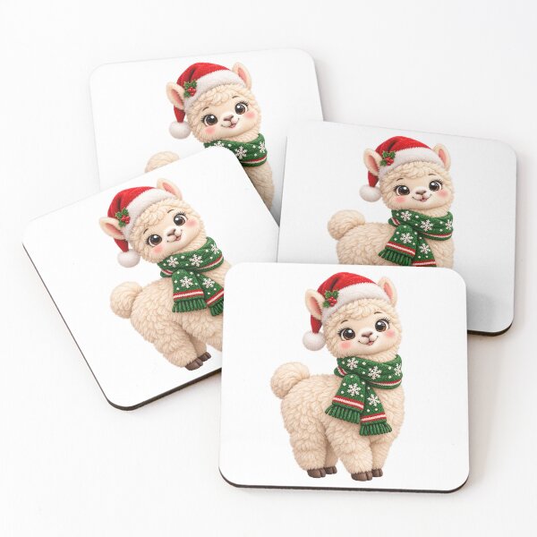 Item preview, Cute Christmas Alpaca with Green Snowflake Scarf designed and sold by Pixanova.