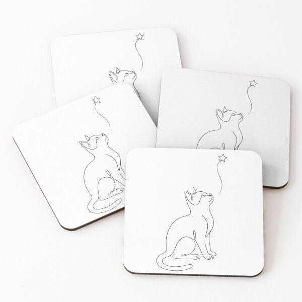 Item preview, Cat Looking Up At Shooting Star Line Art designed and sold by Day1-TN.
