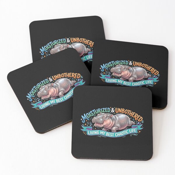 Item preview, Moisturized & Unbothered – Living My Best Chaotic Life Pygmy Hippo Meme Design designed and sold by Fuechse.