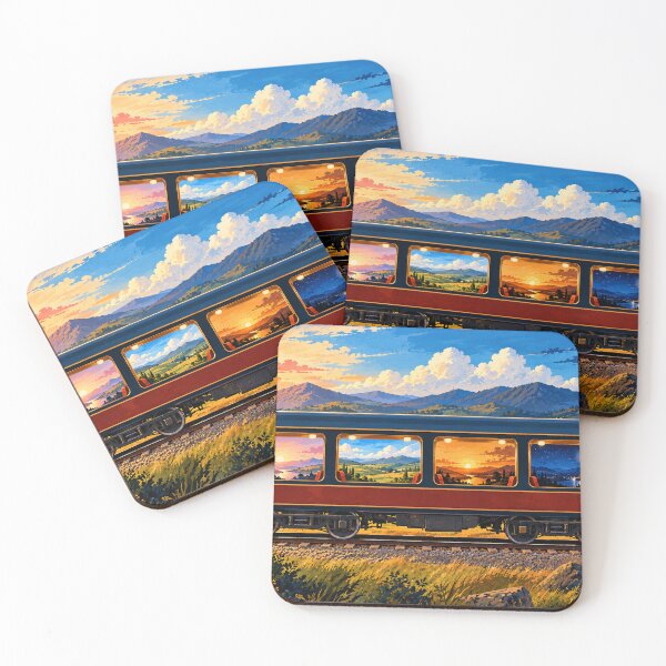 Item preview, Four Windows, One Journey – Scenic Vintage Train Art designed and sold by astersgraphics.