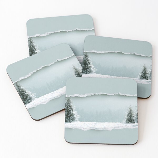 Item preview, Snowy forest view behind torn paper designed and sold by anytka.
