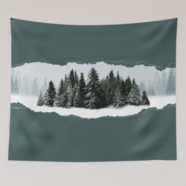 Item preview, Snowy forest in torn paper view designed and sold by anytka.