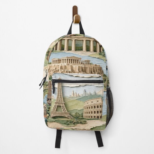 Item preview, European Landmarks 3D Paper Cutout Art Travel Collage T-Shirt designed and sold by Sushikidsntoddlers.