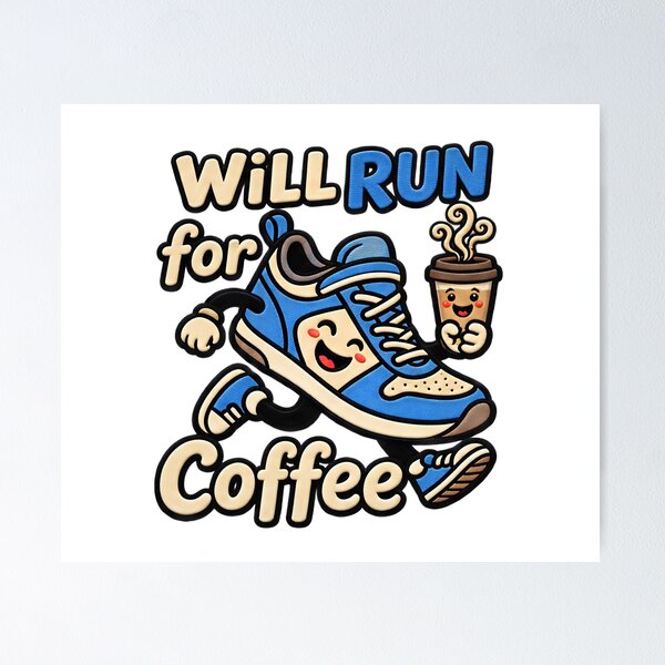 Item preview, Will Run For Coffee Caffeine Fueled Running Quote designed and sold by ArtDesignTp.