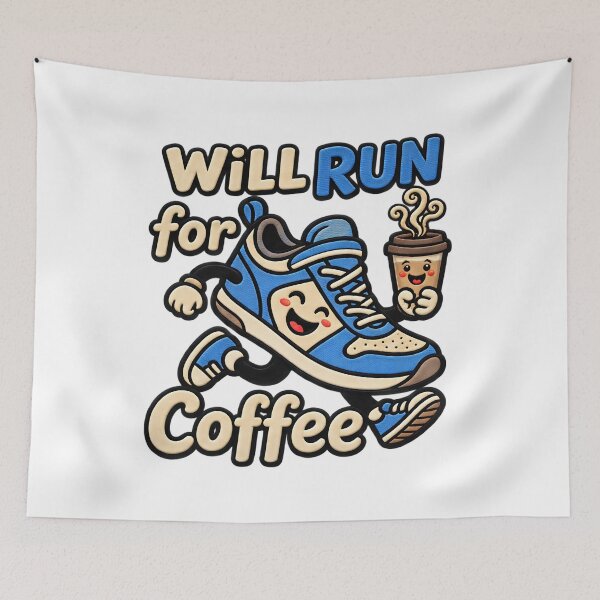 Item preview, Will Run For Coffee Caffeine Fueled Running Quote designed and sold by ArtDesignTp.