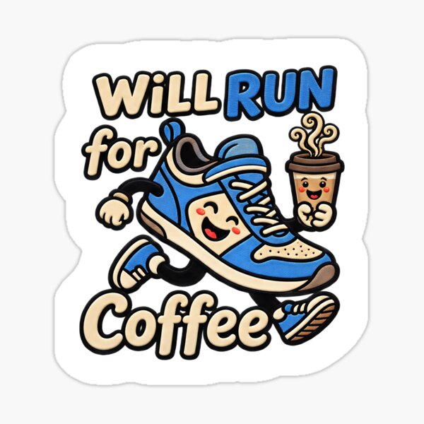 Item preview, Will Run For Coffee Caffeine Fueled Running Quote designed and sold by ArtDesignTp.