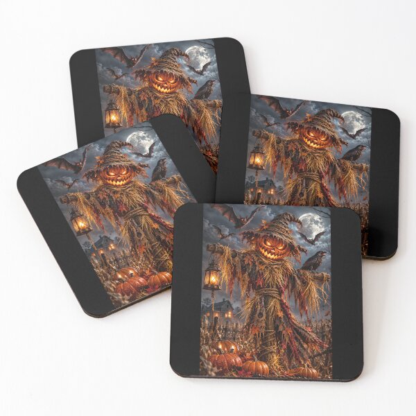 Item preview, Terrifying Pumpkin Scarecrow with Evil Bats – Halloween Horror designed and sold by Les-Ink-Studio.