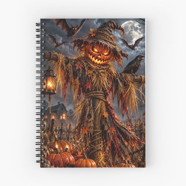 Item preview, Terrifying Pumpkin Scarecrow with Evil Bats – Halloween Horror designed and sold by Les-Ink-Studio.